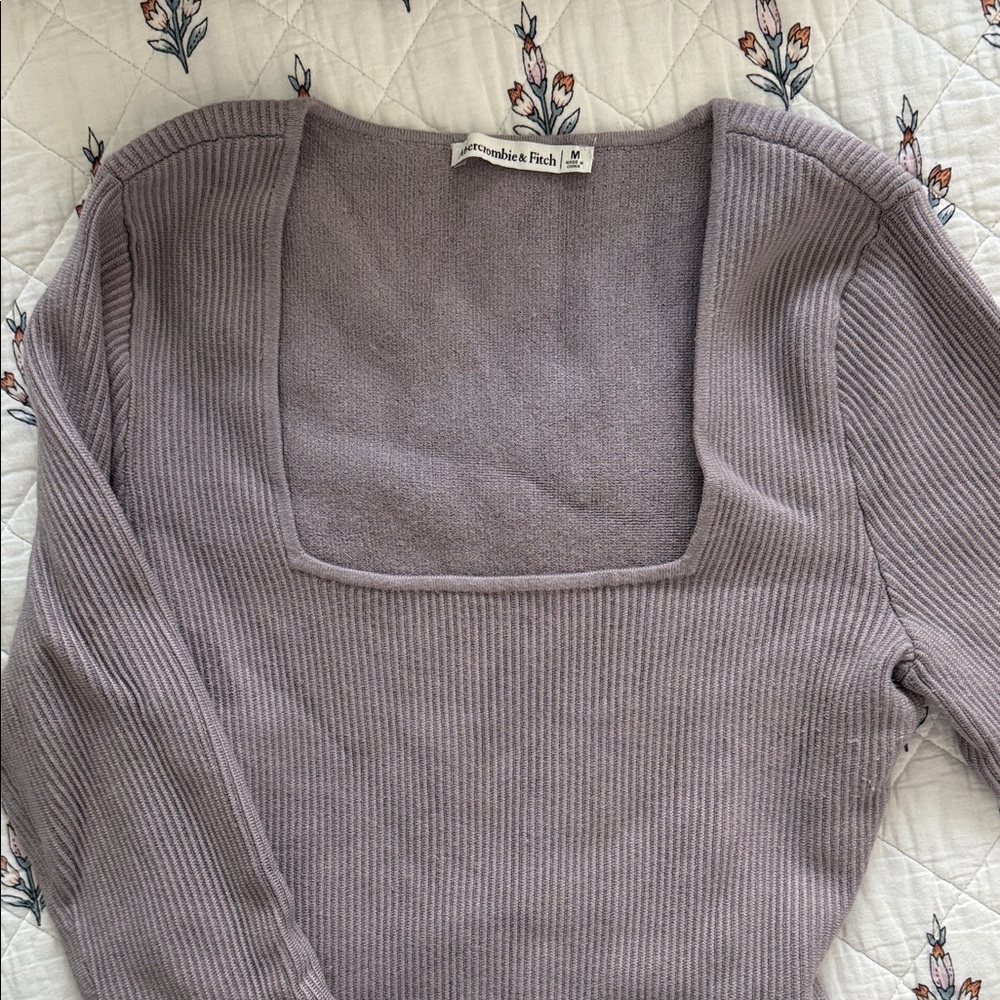 Abercrombie & Fitch Lavender/Grey Ribbed Bodysuit